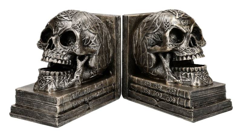 Figuren Shop GmbH Buchstütze Keltische Schädel Buchstützen – Gothic Dekoration Figur Set 13.5 cm (2 St) von Figuren Shop GmbH