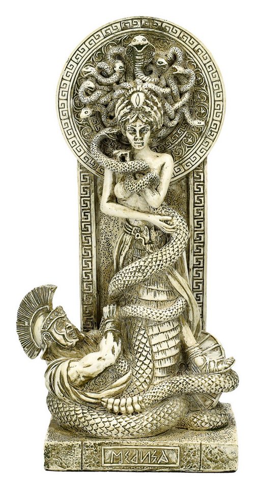 Figuren Shop GmbH Buchstütze Medusa Figur – Mythologie Statue Buchstütze Dekoration Skulptur 23 cm (1 St) von Figuren Shop GmbH