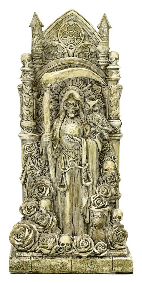 Figuren Shop GmbH Buchstütze Santa Muerte Figur – Sensenmann Statue Buchstütze Grabmal Deko 22,5 cm (1 St) von Figuren Shop GmbH