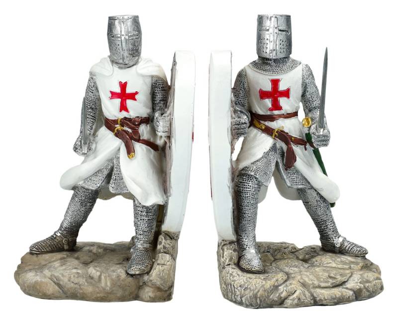 Figuren Shop GmbH Buchstütze Tempelritter Buchstützen – Ritter Figur Buchstütze Gothic Deko 16,5 cm (2 St) von Figuren Shop GmbH