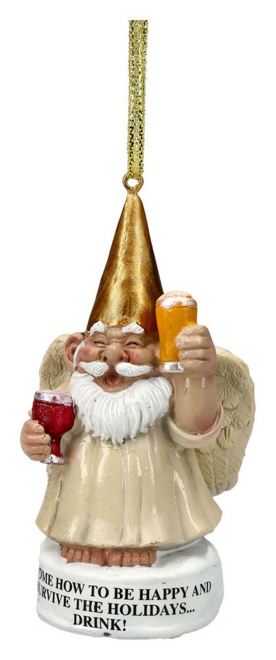 Figuren Shop GmbH Christbaumschmuck Christbaumschmuck - Gartenzwerg Engel mit Bier - Weihnachts Deko Fantasy (1-tlg) von Figuren Shop GmbH