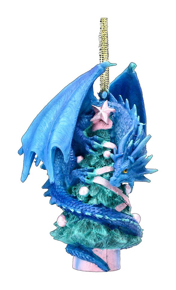 Figuren Shop GmbH Christbaumschmuck Christbaumschmuck - Weihnachts-Drache mit Baum - Fantasydeko (1-tlg) von Figuren Shop GmbH