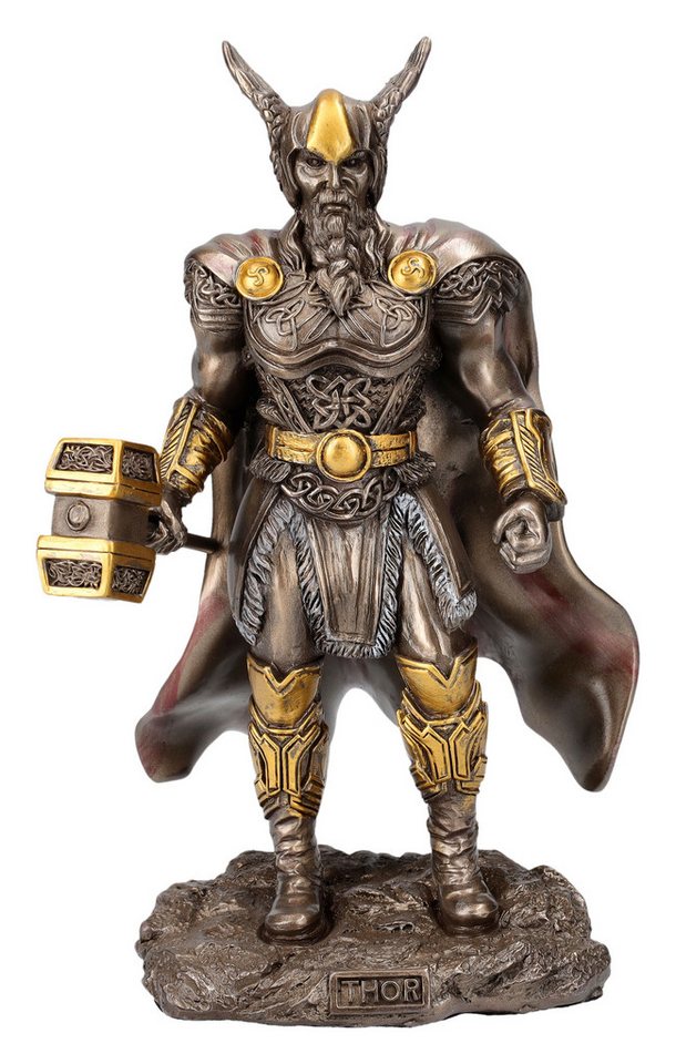 Figuren Shop GmbH Dekofigur Thor Figur mit Hammer und Flügel-Helm - nordischer Gott Dekofigur Deko von Figuren Shop GmbH