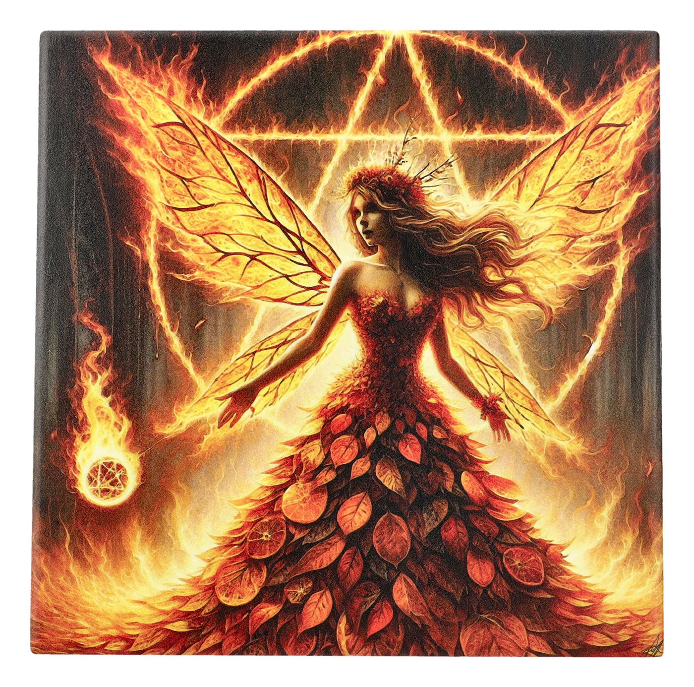 Figuren Shop GmbH Dekoobjekt Deko Fliese - Elfe des Feuers - Fantasy Fee Dekoration Dekofliese Deko Figuren Shop GmbH Dekoobjekt Deko Fliese - Elfe des Feuers - Fantasy Fee Dekoration Dekofliese Deko von Figuren Shop GmbH