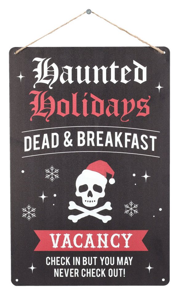 Figuren Shop GmbH Dekoobjekt Metall Schild - Haunted Holidays - Weihnachten Dekoschild Dekoartikel von Figuren Shop GmbH