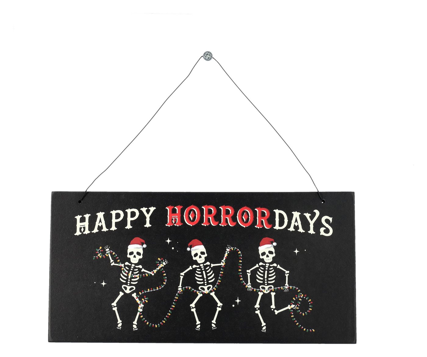 Figuren Shop GmbH Dekoobjekt Schild Weihnachtliche Skelette - Happy Horrordays - Weihnachten Halloween von Figuren Shop GmbH