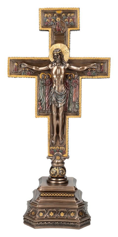 Figuren Shop GmbH Dekoobjekt Tischkreuz - Kreuz von San Damiano - Kruzifix mit Jesus - Veronese - K von Figuren Shop GmbH