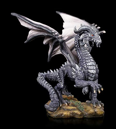 Figuren Shop GmbH Drachen Fantasy-Figur - Dark Dragon | Fantastische Kreatur, Gothic Dekofigur, Deko-Artikel, Skulptur, Statue, H 19,5 cm von Figuren Shop GmbH