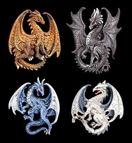 Figuren Shop GmbH Drachen Kühlschrank Magnete - 4er Set Fantasy Deko von Figuren Shop GmbH