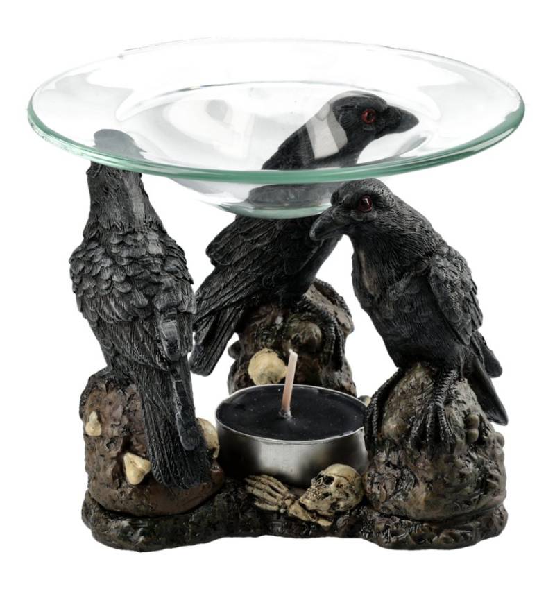 Figuren Shop GmbH Duftlampe Raben Duftlampe – Gothic Figur mit Glasschale Mystik Deko 12 cm Figuren Shop GmbH Duftlampe Raben Duftlampe – Gothic Figur mit Glasschale Mystik Deko 12 cm von Figuren Shop GmbH