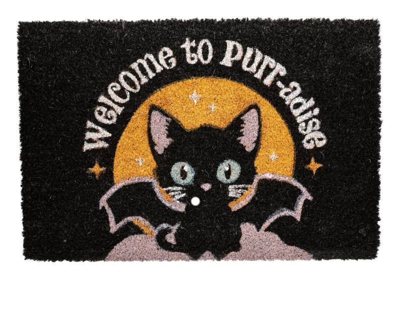 Figuren Shop GmbH Fußmatte Fledermauskatze Fußmatte – Gothic Deko Welcome to Purradise 60x40 cm, Hauseingang von Figuren Shop GmbH