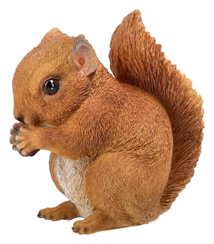 Gartenfigur Eichhörnchen – Wetterfeste & handbemalte Eichhörnchenfigur für Garten, Balkon & Terrasse, Polyresin, 13,5 cm von Figuren Shop GmbH