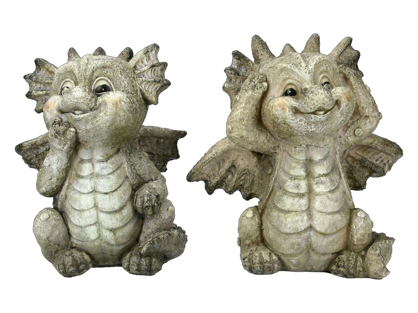 Figuren Shop GmbH Gartenfigur Garten Drachen Figuren Set - Sitzend - Gartendeko Fantasy Gartenfigur, (2 St) von Figuren Shop GmbH