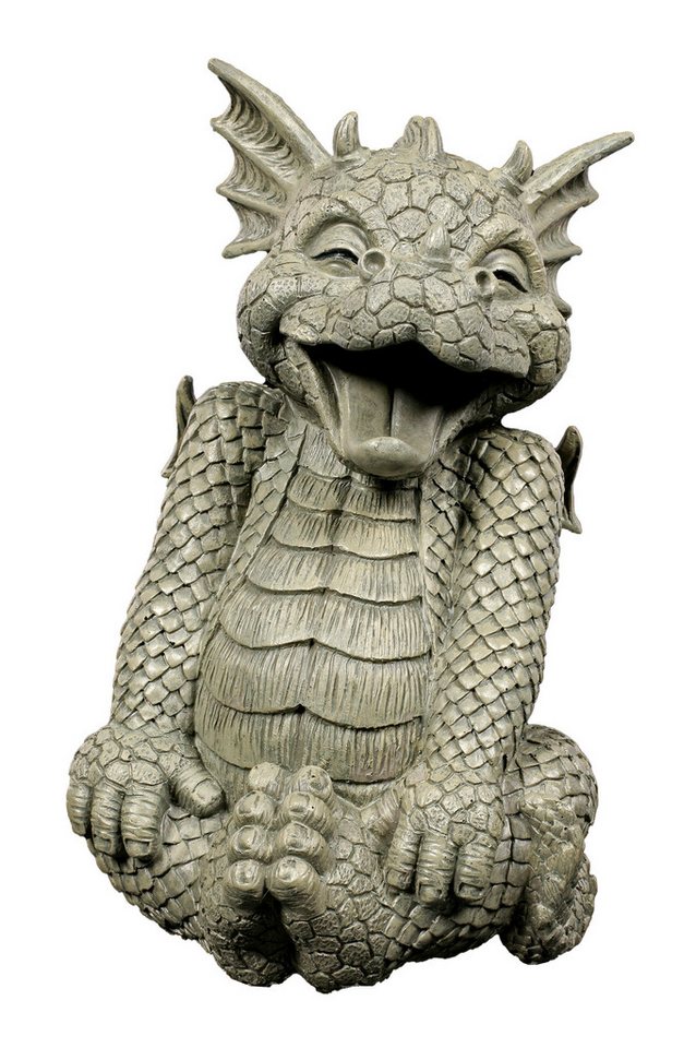 Figuren Shop GmbH Gartenfigur Gartenfigur - Drache Laughy - Gartendekofigur Fantasy von Figuren Shop GmbH