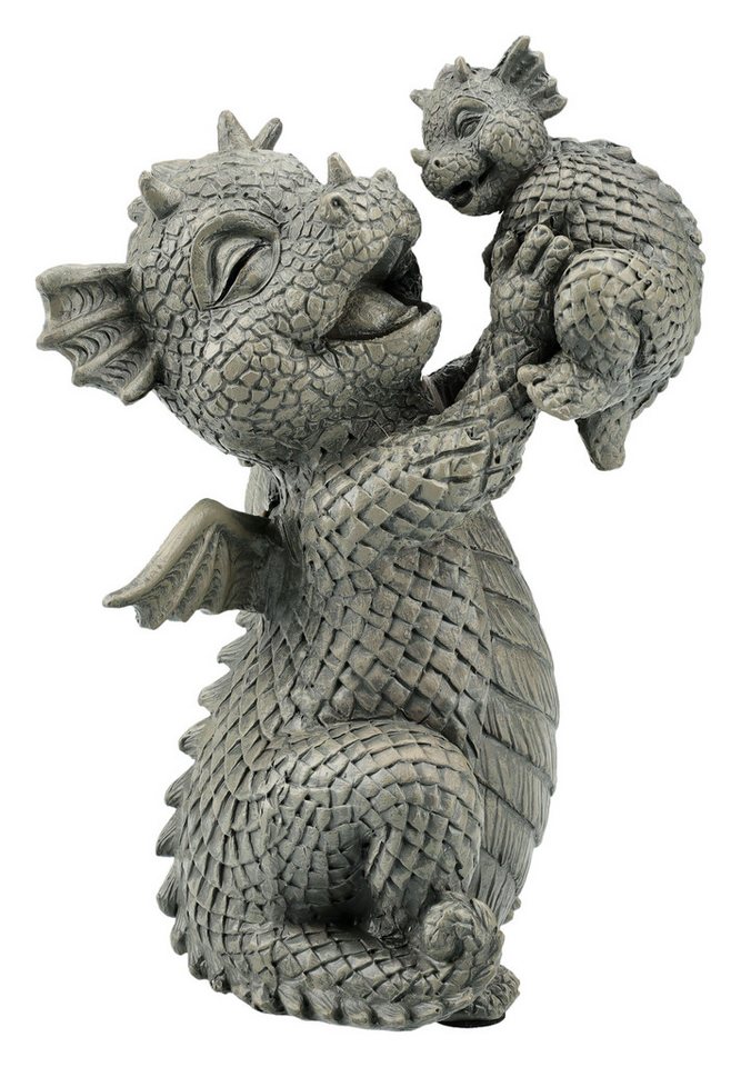 Figuren Shop GmbH Gartenfigur Gartenfigur Drache klein - Glücksdrache Baby - Fantasy Dekofigur Deko von Figuren Shop GmbH