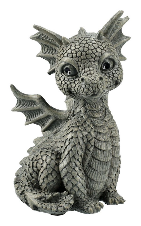 Figuren Shop GmbH Gartenfigur Gartenfigur Drache klein - Glücksdrache Snooty - Fantasy Gartendeko von Figuren Shop GmbH