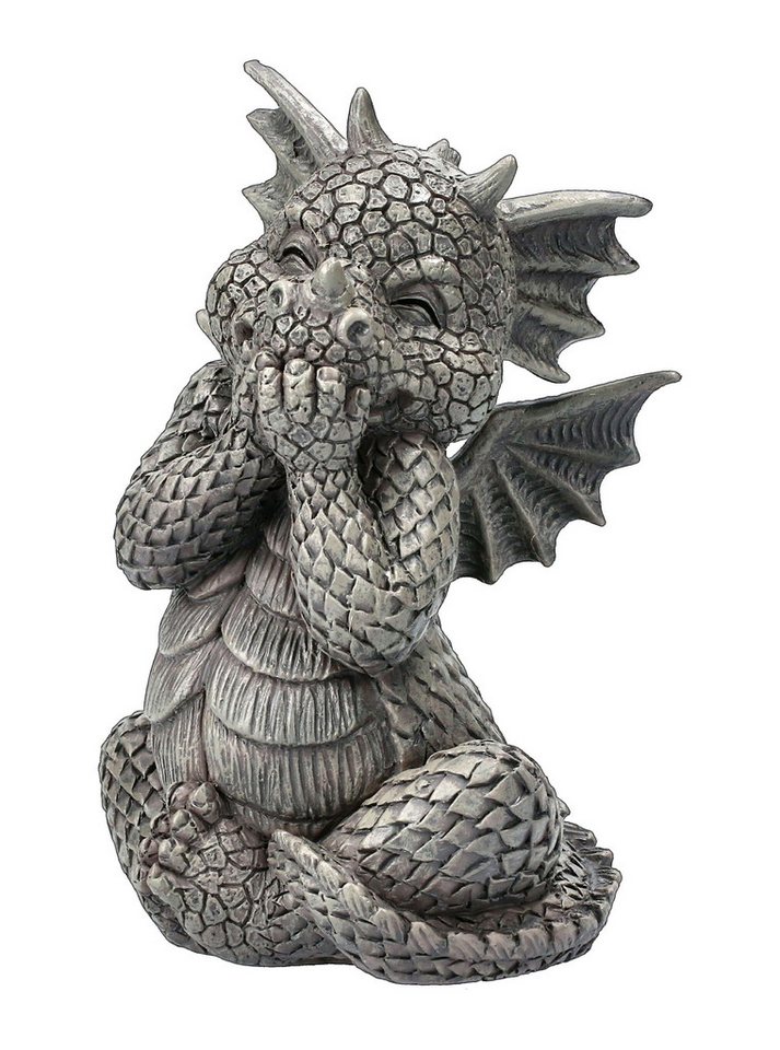 Figuren Shop GmbH Gartenfigur Gartenfigur - Drache lacht sich ins Fäustchen klein - Fantasy Garten Figur von Figuren Shop GmbH