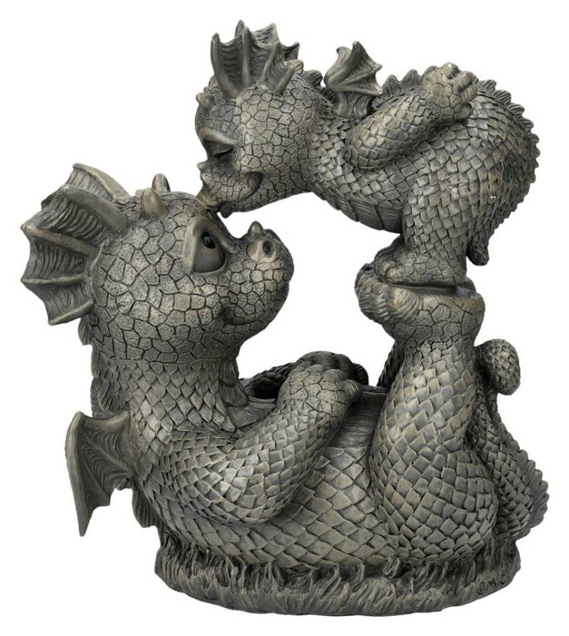 Figuren Shop GmbH Gartenfigur Gartenfigur Drache mit Kind - Mommy - Garten Figur Fantasy Dekoration von Figuren Shop GmbH