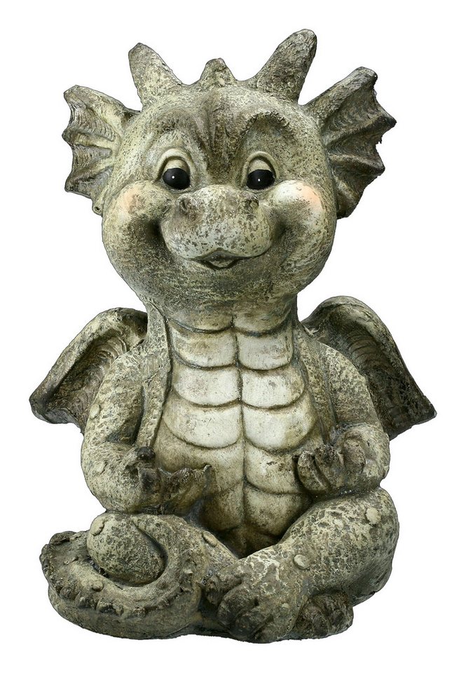 Figuren Shop GmbH Gartenfigur Gartenfigur - Meditierender Drache - Garten Figur Dekoration von Figuren Shop GmbH