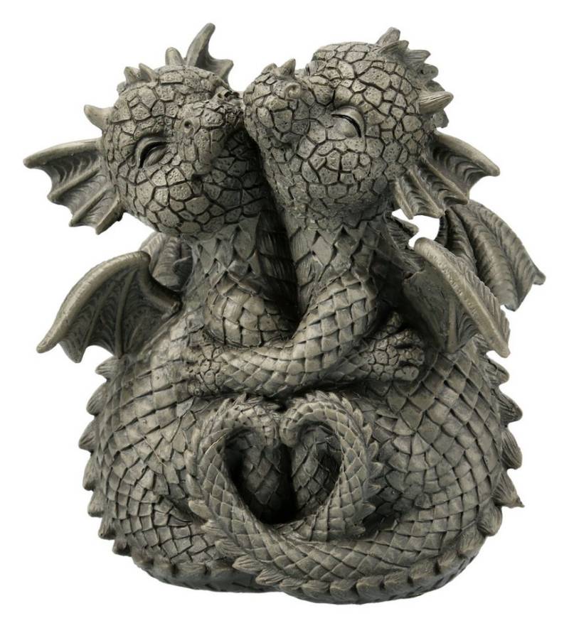 Figuren Shop GmbH Gartenfigur Kleine Gartenfigur - Drachen Paar - Fantasy Dekofigur Garten von Figuren Shop GmbH