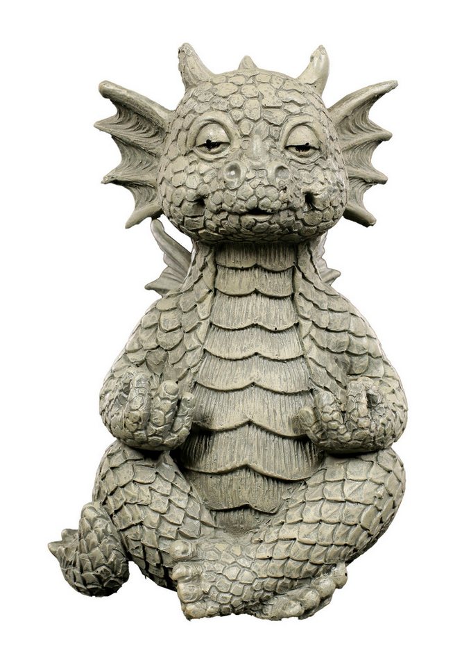 Figuren Shop GmbH Gartenfigur Kleine Gartenfigur - Glücksdrache Yogi - Fantasy Gartendekoration von Figuren Shop GmbH