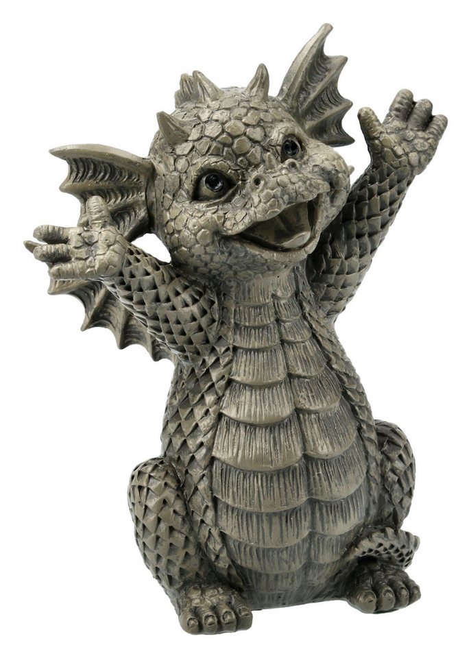 Figuren Shop GmbH Gartenfigur Kleine Gartenfigur - Happy Drache - Fantasy Gartendeko von Figuren Shop GmbH