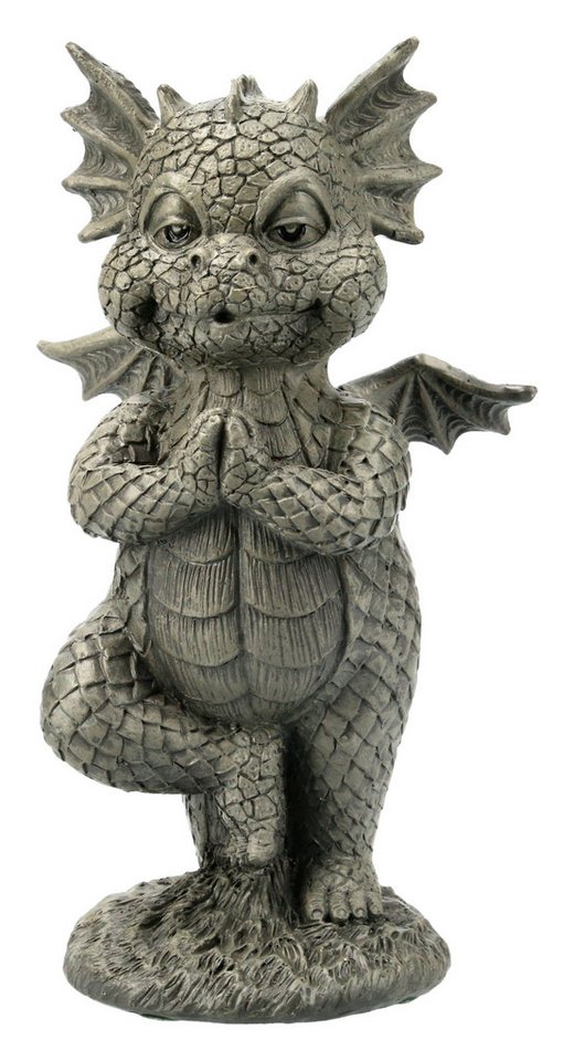 Figuren Shop GmbH Gartenfigur Kleine Gartenfigur - Yoga Drache - Garten Dekofigur von Figuren Shop GmbH