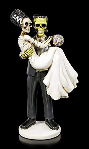 Figuren Shop GmbH Gothic Frankenskull Figur mit Braut | Fantasy Brautpaar, handbemalt von Figuren Shop GmbH