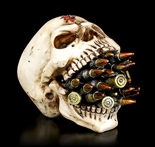 Figuren Shop GmbH Gothic Totenkopf - Bite The Bullet | Fantasy Skull Toten-Schädel Statue Kopf-Skulptur, H 11 cm Figuren Shop GmbH Gothic Totenkopf - Bite The Bullet | Fantasy Skull Toten-Schädel Statue Kopf-Skulptur, H 11 cm von Figuren Shop GmbH