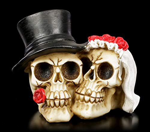 Figuren Shop GmbH Gothic Totenkopf-Brautpaar | Fantasy Totenschädel-Brautpaar, handbemalt von Figuren Shop GmbH