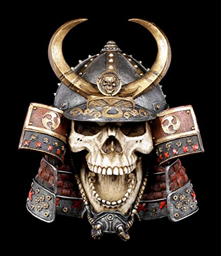 Figuren Shop GmbH Gothic Totenkopf Wandrelief - Samurai Kabuto | Fantasy Wandskulptur, Wand-Deko, zum Hängen, H 27 cm von Figuren Shop GmbH