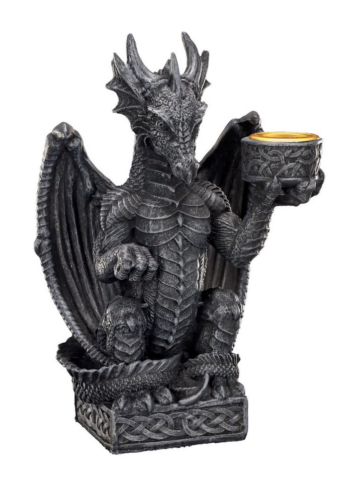 Figuren Shop GmbH Kerzenhalter Drache hält Kerze - Kerzenhalter Gothic Dekoration von Figuren Shop GmbH