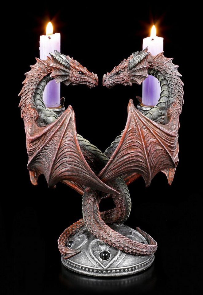 Figuren Shop GmbH Kerzenhalter Drachen Kerzenhalter - Dragon Heart - Valentine's Edition - Anne Stokes Fantasy von Figuren Shop GmbH