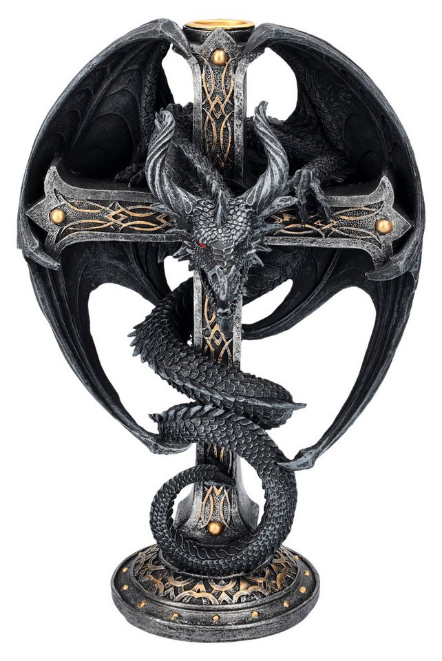 Figuren Shop GmbH Kerzenständer Kerzenhalter Gothic Drache - Dark Ember - Kerzenständer Dekoration von Figuren Shop GmbH