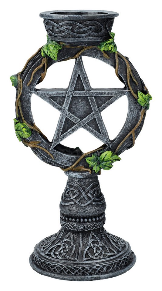 Figuren Shop GmbH Kerzenständer Kerzenhalter Wicca - Efeu Pentagramm - Kerzenständer Pentagramm Deko von Figuren Shop GmbH