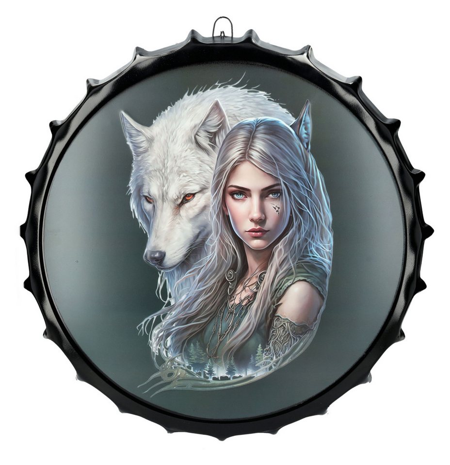 Figuren Shop GmbH Metallschild Blechschild Kronkorken - Wolf Prinzessin - Dekoschild Fantasy Elfe Figuren Shop GmbH Metallschild Blechschild Kronkorken - Wolf Prinzessin - Dekoschild Fantasy Elfe von Figuren Shop GmbH