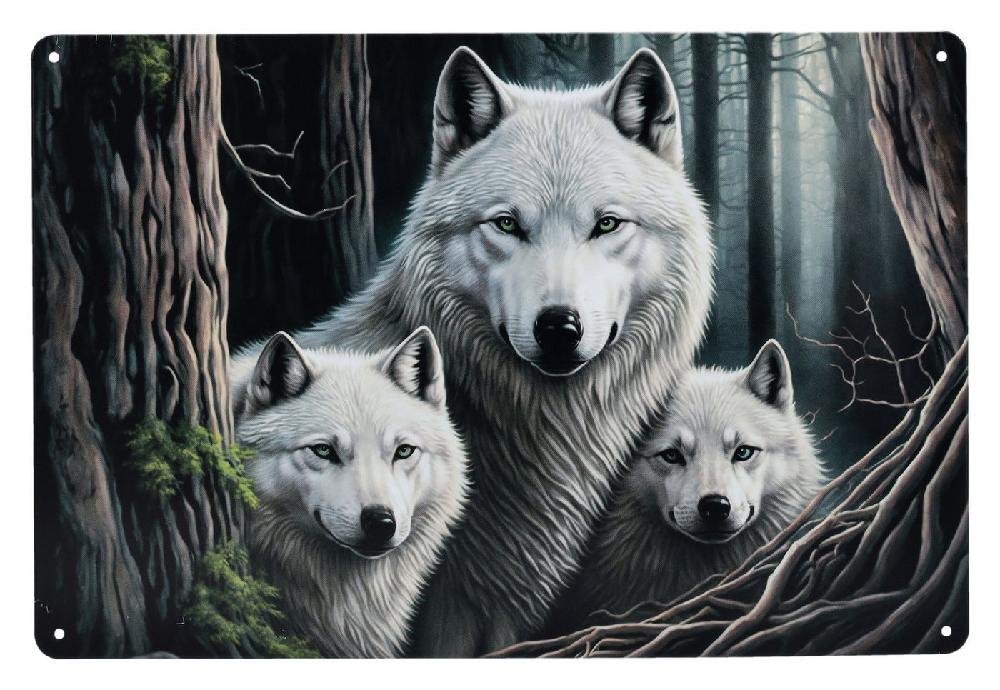 Figuren Shop GmbH Metallschild Blechschild - Wolf Watcher - Fantasy Tier Motiv Dekoration Dekoschild Figuren Shop GmbH Metallschild Blechschild - Wolf Watcher - Fantasy Tier Motiv Dekoration Dekoschild von Figuren Shop GmbH