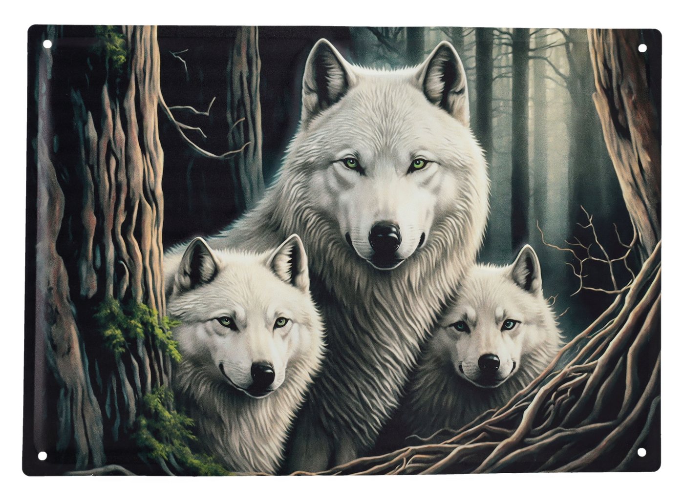 Figuren Shop GmbH Metallschild Blechschild - Wolf Watcher groß - Metallschild Tiermotiv Dekoschild Figuren Shop GmbH Metallschild Blechschild - Wolf Watcher groß - Metallschild Tiermotiv Dekoschild von Figuren Shop GmbH