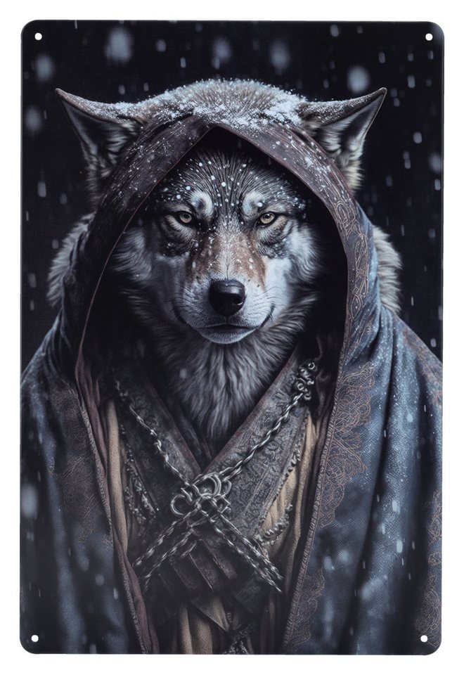 Figuren Shop GmbH Metallschild Blechschild - Wolfkrieger - Fantasy Gothic Metallschild Dekoschild Figuren Shop GmbH Metallschild Blechschild - Wolfkrieger - Fantasy Gothic Metallschild Dekoschild von Figuren Shop GmbH