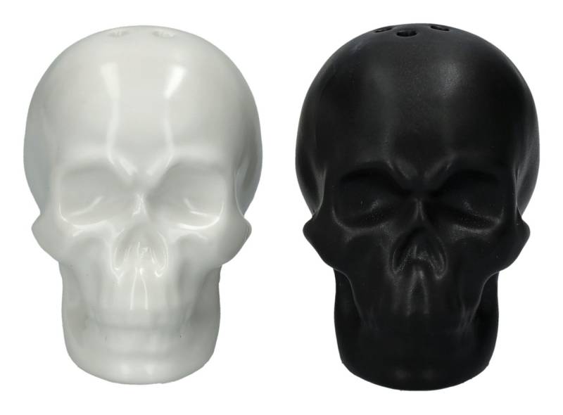 Figuren Shop GmbH Salz- / Pfefferstreuer Salz-und Pfefferstreuer - Totenköpfe schwarz weiß - Deko Esstisch, (Set) von Figuren Shop GmbH
