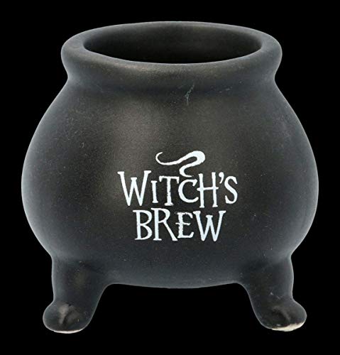 Figuren Shop GmbH Schwarzer Fantasy Hexenkessel Mini - Witch's Brew | Gothic Dekoartikel, aus Porzellan, H 5,5 cm von Figuren Shop GmbH