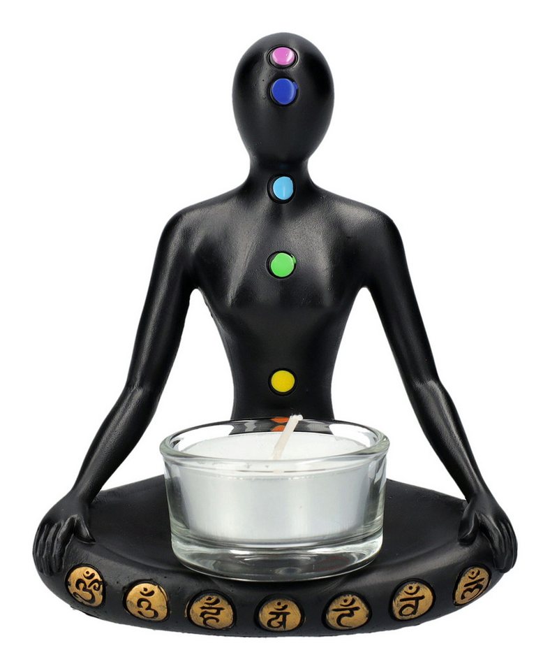 Figuren Shop GmbH Teelichthalter Teelichthalter - Chakra Yoga - Kerzenhalter Teelicht-Halter magische D von Figuren Shop GmbH