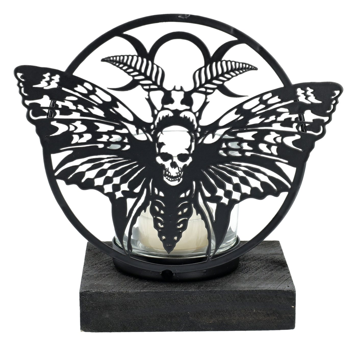 Figuren Shop GmbH Teelichthalter Teelichthalter Gothic - Totenkopfschwärmer - Alchemy England Deko von Figuren Shop GmbH