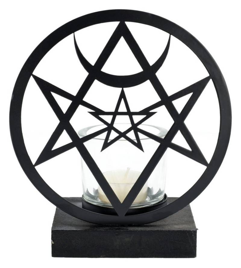 Figuren Shop GmbH Teelichthalter Teelichthalter Gothic - Unikursales Hexagramm - Alchemy England Deko von Figuren Shop GmbH