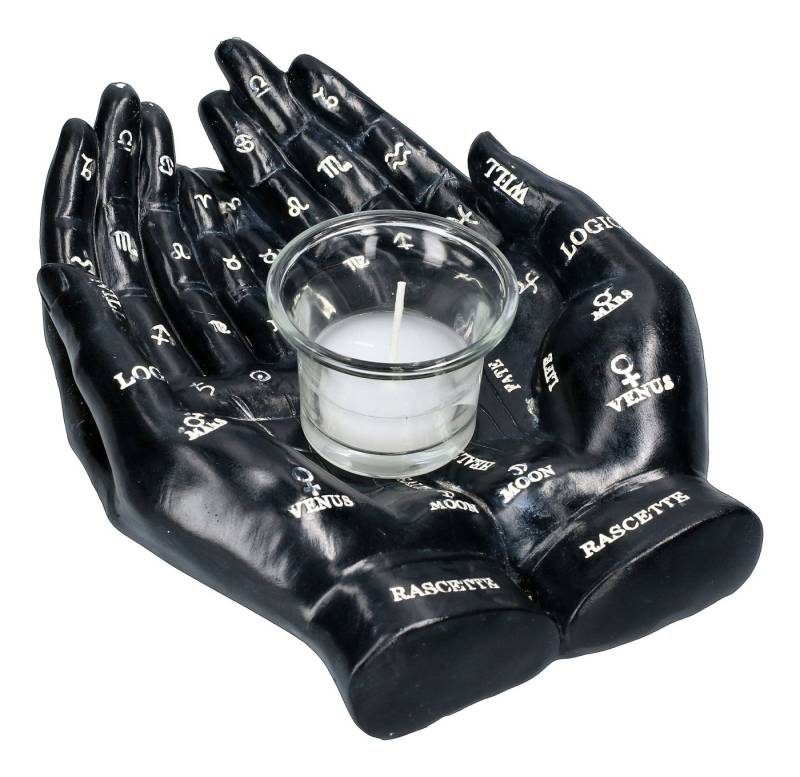 Figuren Shop GmbH Teelichthalter Teelichthalter Handleser schwarz - Palmist's Guide - Dekoration von Figuren Shop GmbH