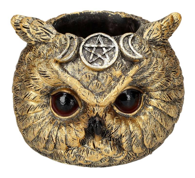 Figuren Shop GmbH Teelichthalter Teelichthalter - Mystischer Eulenkopf - Fantasy Kerzenhalter Deko von Figuren Shop GmbH