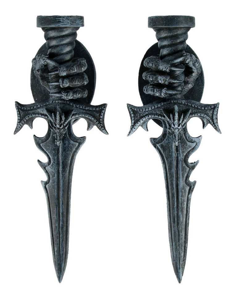 Figuren Shop GmbH Teelichthalter Wand-Teelichthalter 2er Set - Drachenklauen - Gothic Deko Drache Figuren Shop GmbH Teelichthalter Wand-Teelichthalter 2er Set - Drachenklauen - Gothic Deko Drache von Figuren Shop GmbH