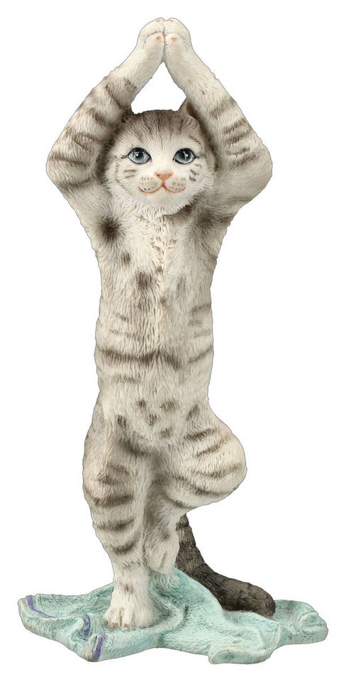 Figuren Shop GmbH Tierfigur Katzenfigur Yoga – Veronese Studio Baum-Pose Statue 15 cm Katze Deko von Figuren Shop GmbH