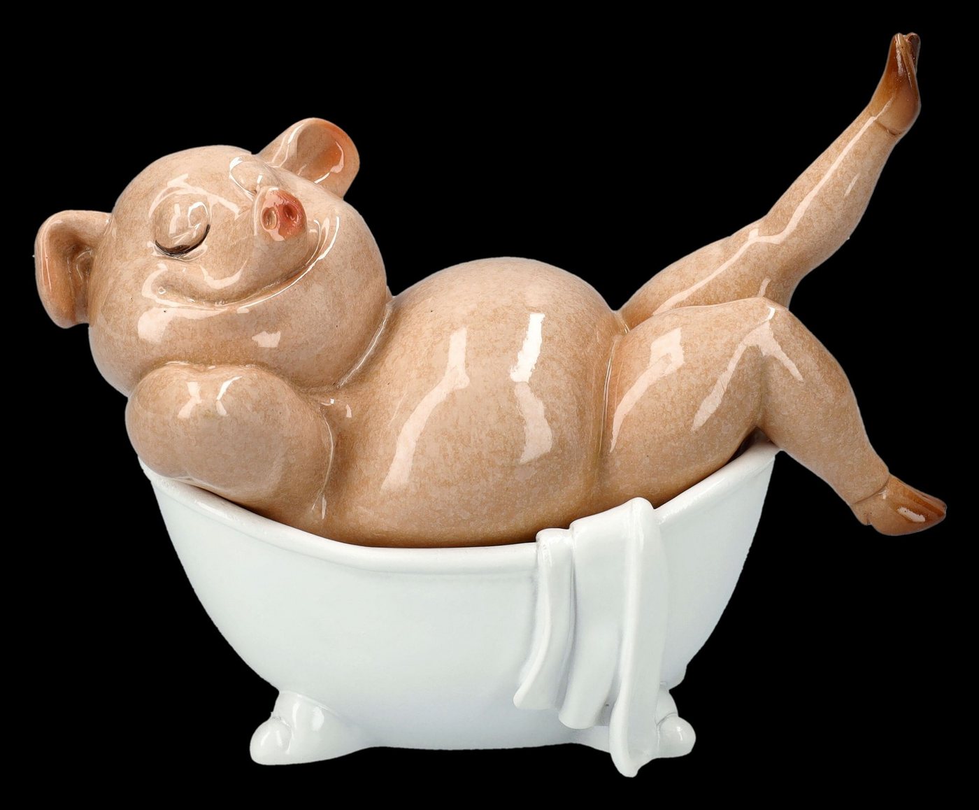 Figuren Shop GmbH Tierfigur Lustige Schweine Figur in Badewanne - Badezimmer spaßige Dekofigur von Figuren Shop GmbH