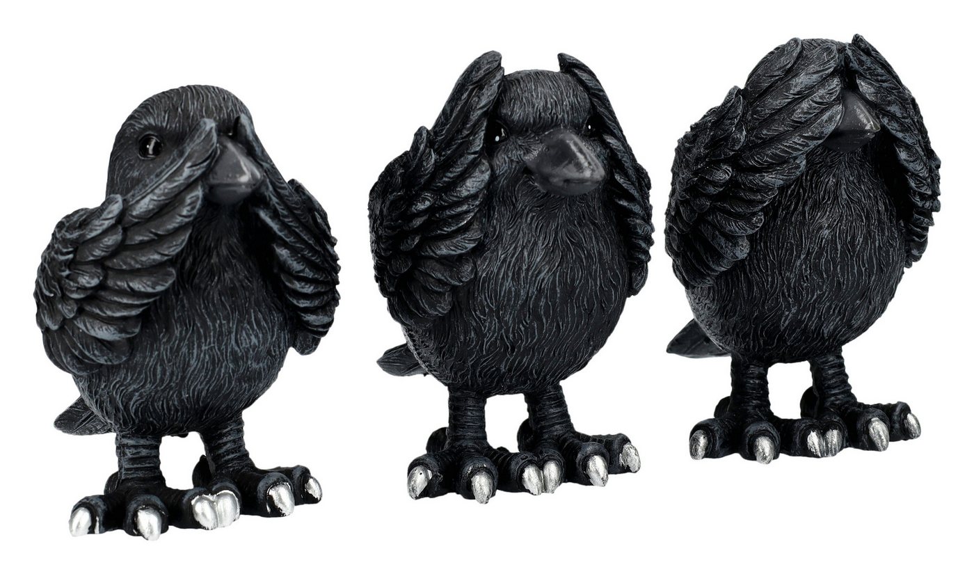 Figuren Shop GmbH Tierfigur Raben Figuren - Nichts Böses - Nemesis Now - Tierfigur Dekofigur Rabe von Figuren Shop GmbH